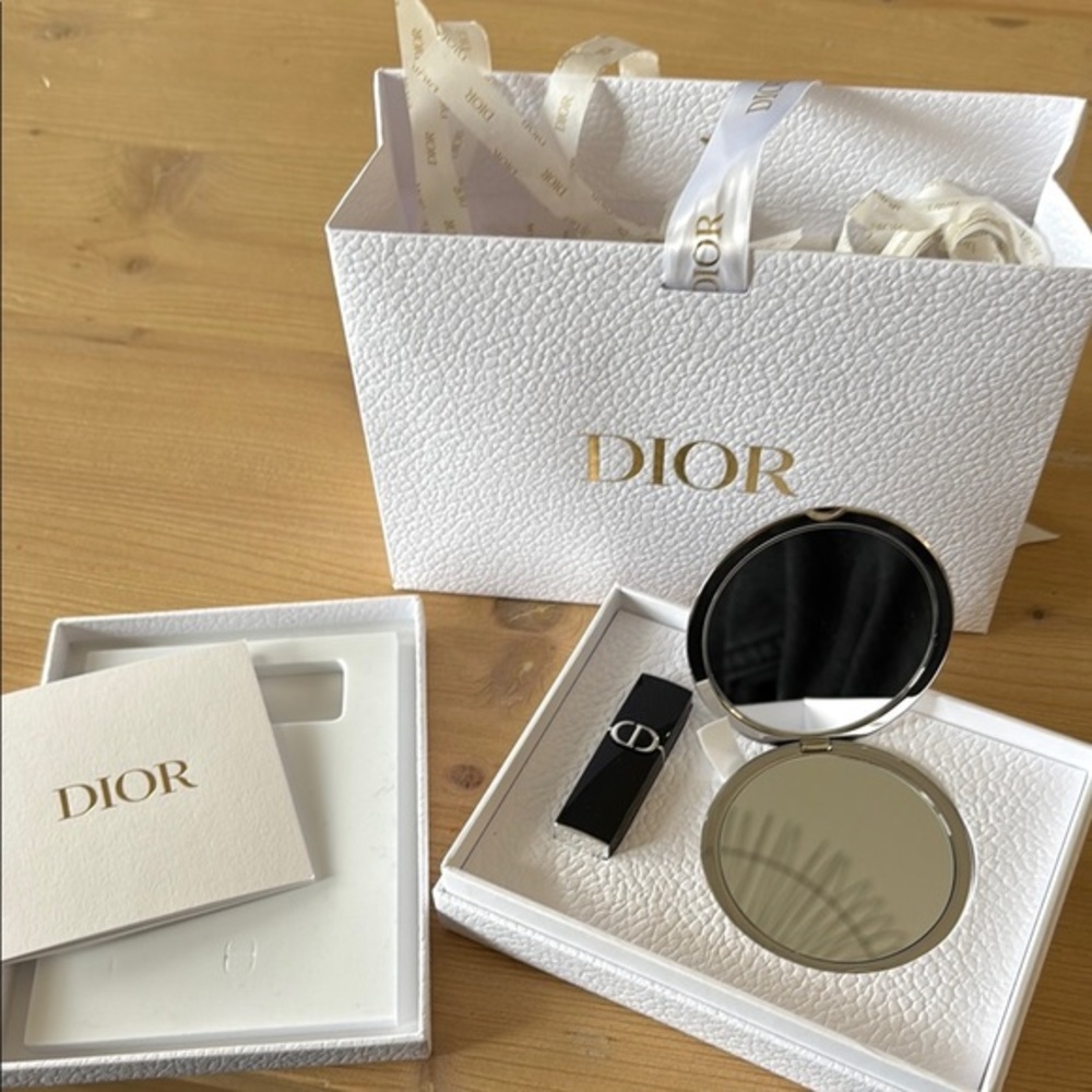 Dior White Gift Set with Mirror and Lipstick